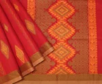 Pinkish Red Kovai Cotton Saree In Geometric Patterns