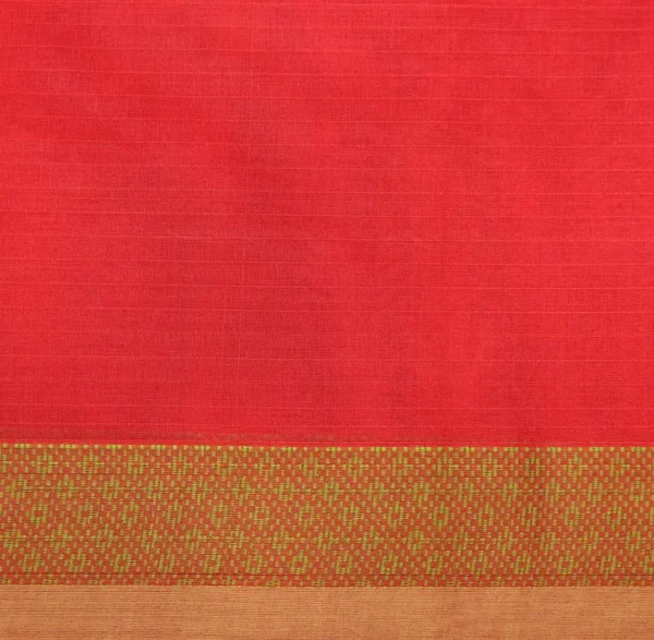 Pinkish Red Kovai Cotton Saree In Geometric Patterns