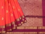 Pure Handloom Coral Orange Soft Silk Saree with Retta Pet Border
