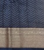 Pure Navy Blue Chanderi Cotton Saree