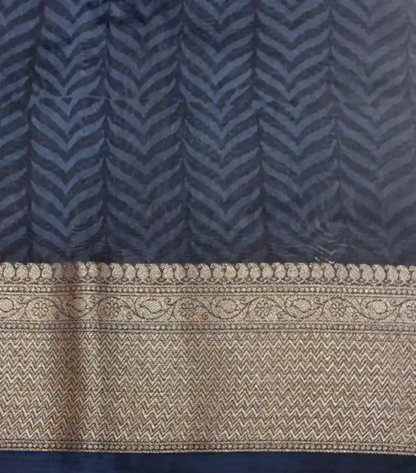 Pure Navy Blue Chanderi Cotton Saree