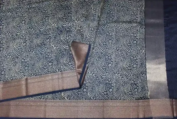 Pure Navy Blue Chanderi Cotton Saree