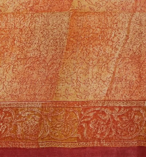 Rust Orange Pure Tussar Silk Saree