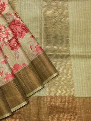 Sage Green Pure Tussar Silk Saree