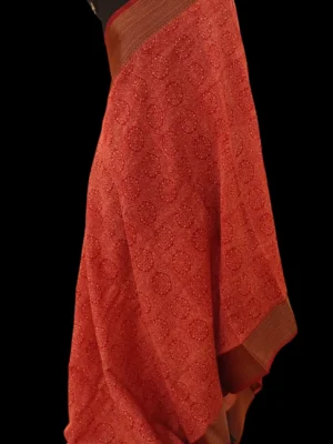 Scarlet Red Chanderi Cotton Saree