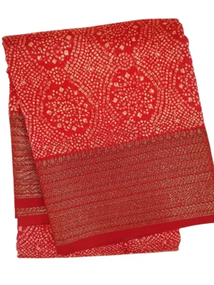 Scarlet Red Chanderi Cotton Saree (4)