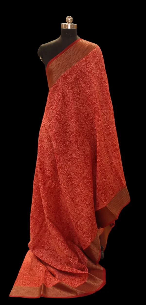 Scarlet Red Chanderi Cotton Saree