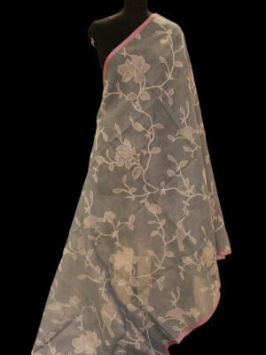 Semi Kota Fancy Saree In Sage Green