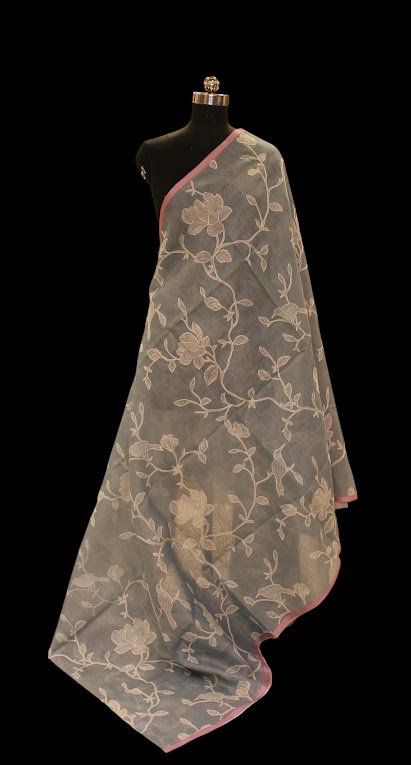 Semi Kota Fancy Saree In Sage Green