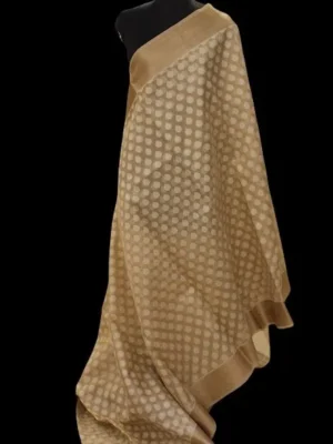 Semi Tussar Saree In Golden Beige