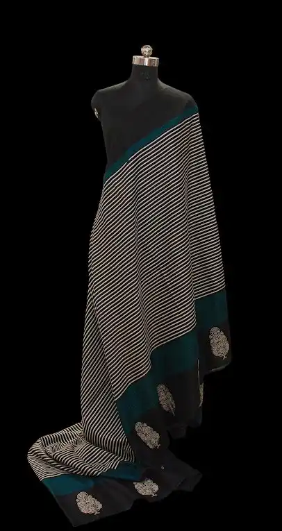 Semi Tussar Saree In Teal Green