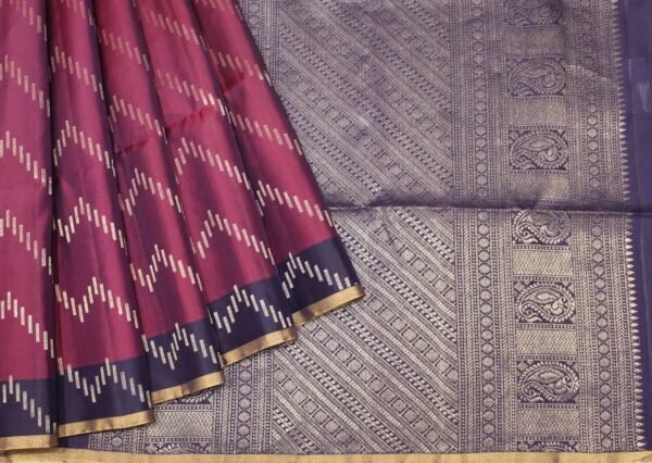 Handloom Pure Soft Sil Saree In Dark Magenta