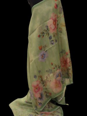 Spring Green Semi Tissue Saree with Floral Digital Prints