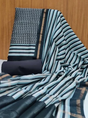 Black Chanderi Cotton Salwar Material with Butterfly Prints