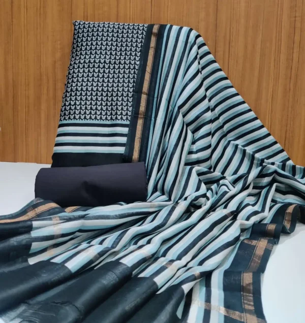 Black Chanderi Cotton Salwar Material with Butterfly Prints