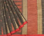 Pure Handloom Kovai Cotton Saree In Black With Beige