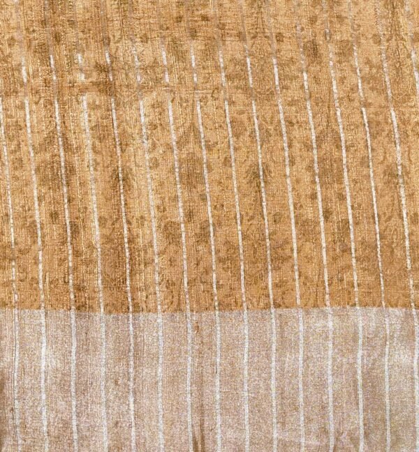 Mustard Pure Tussar Silk Saree with Silver Zari Border