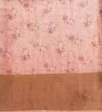 Pure Tussar Silk Saree in Coral Pink with Rose Digital Prints