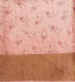 Pure Tussar Silk Saree in Coral Pink with Rose Digital Prints