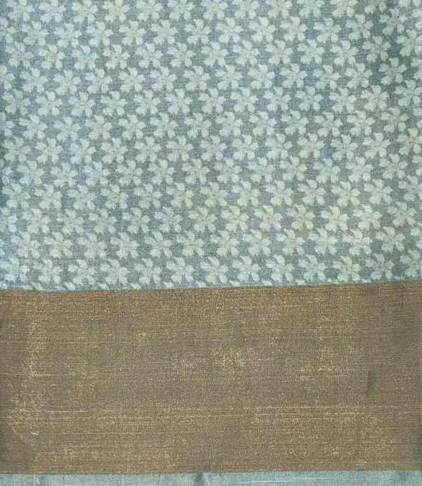 Pure Tussar Saree in Pastel Blue with Rose Digital Prints