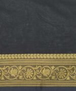 Pure Bengal Cotton Saree in Maroon with Black Threadwork Border