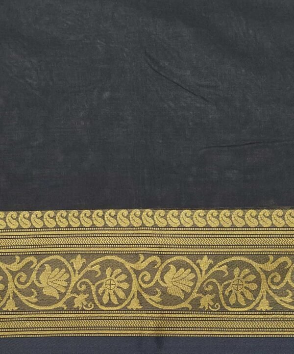 Pure Bengal Cotton Saree in Maroon with Black Threadwork Border