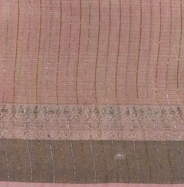 Handloom Pure Tussar Silk Saree in Peach Pink with Zari Border
