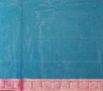 Iconic Kovai Cotton Saree In Deep Sea Blue With Peacock Border