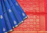 Pure Soft Silk Saree In Marine Blue With Traditional Patterns