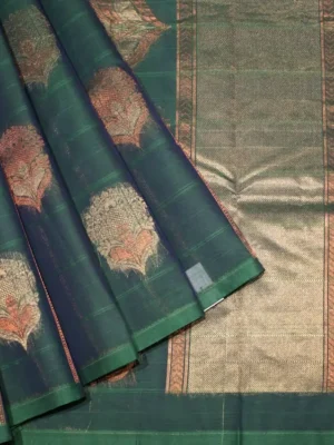 Pure Handloom Kovai Cotton Saree In Bottle Green Shade