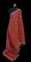 Semi Chanderi Saree In Brick Red