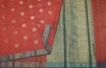 Semi Chanderi Saree In Brick Red