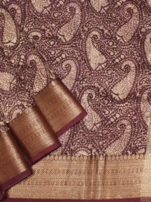 Deep Plum Chanderi Silk Saree In Flear Photo