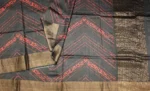 Pure Tussar Silk Saree In Charcoal Black