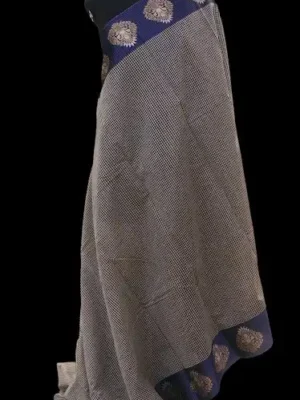 Semi Chanderi Saree In Checks Pattern