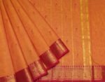 Chettinad Kanchi Cotton In Orange With Gold Zari