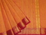 Chettinad Kanchi Cotton In Orange With Gold Zari