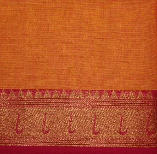 Chettinad Kanchi Cotton In Orange With Gold Zari