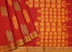Pure Kovai Cotton Saree In Chilly Red With Tree Motifs