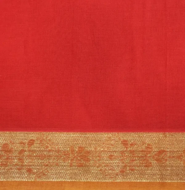 Pure Kovai Cotton Saree In Chilly Red With Tree Motifs