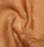 Tissue Linen Saree In Copper Rust With Embroidery