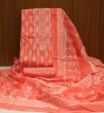 Cotton Unstitched Salwar Material In Coral Peach