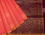 Pure Silk Cotton Saree In Coral Pink