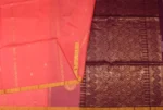 Pure Silk Cotton Saree In Coral Pink