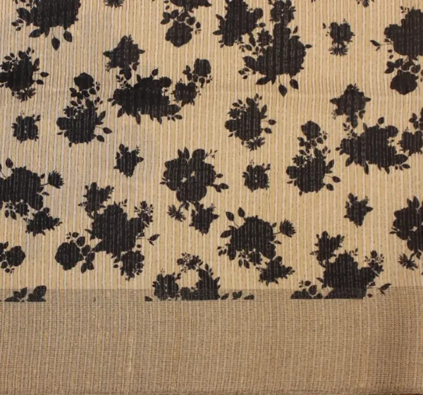 Semi Tussar Saree In Cream Beige With Digital Floral