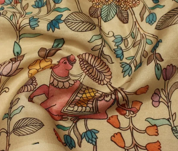 Tissue Linen Saree In Cream Beige
