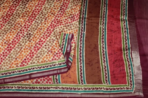 Pure Cream Chanderi Cotton Saree