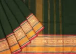Chettinad Cotton Saree In Dark Green With Annapakshi Motifs