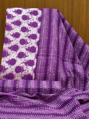 Dark Purple Cotton Salwar Material with Printed Dupatta
