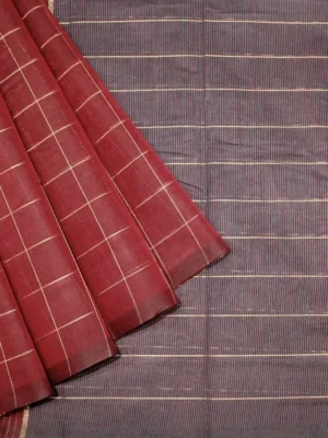 Pure Handloom Kovai Cotton Saree In Deep Maroon